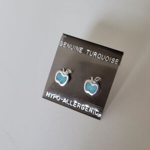 Genuine Turquoise Inlay Apple Earrings